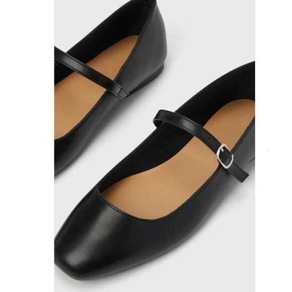 New Women Black Square Toe Mary Jane Ballet Flats - Picture 4 of 5